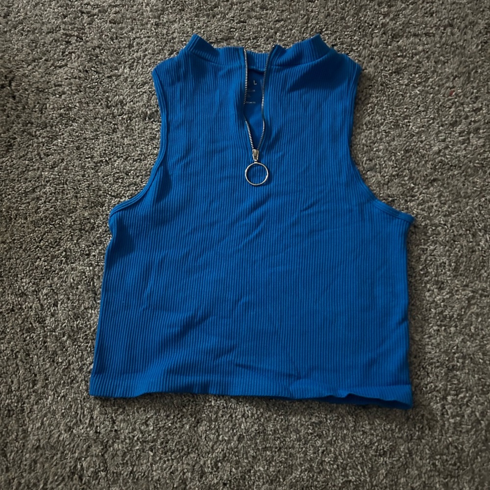 Blue Zip Up Halter